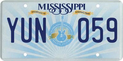 MS license plate YUN059