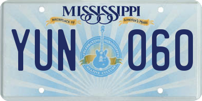 MS license plate YUN060