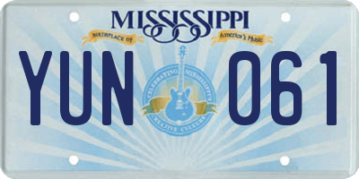 MS license plate YUN061