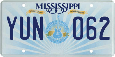 MS license plate YUN062