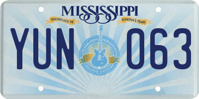 MS license plate YUN063