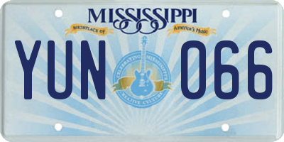MS license plate YUN066