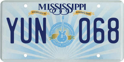 MS license plate YUN068