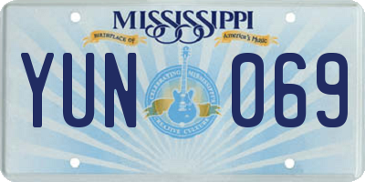 MS license plate YUN069