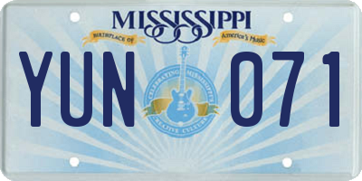 MS license plate YUN071