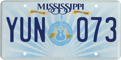 MS license plate YUN073