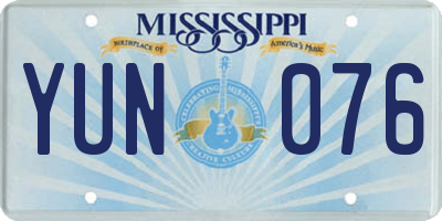 MS license plate YUN076