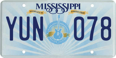 MS license plate YUN078