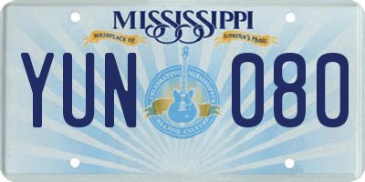 MS license plate YUN080