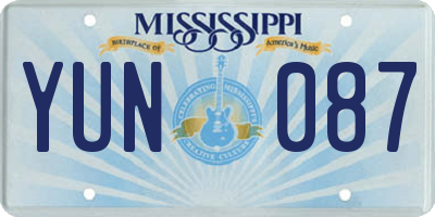 MS license plate YUN087