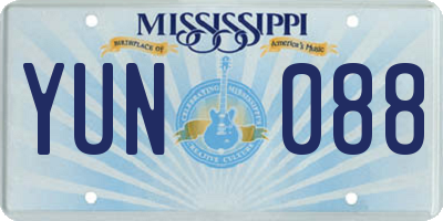 MS license plate YUN088