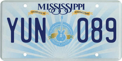 MS license plate YUN089