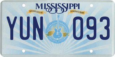 MS license plate YUN093