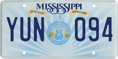 MS license plate YUN094