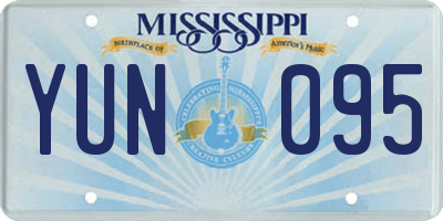 MS license plate YUN095