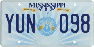 MS license plate YUN098