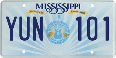 MS license plate YUN101