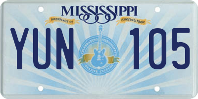 MS license plate YUN105