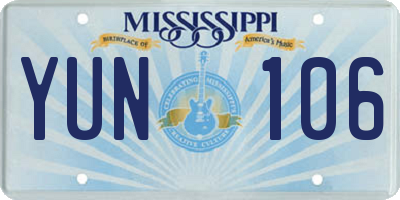 MS license plate YUN106