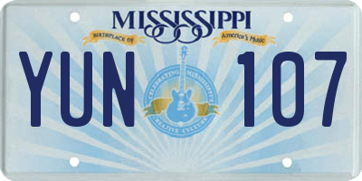 MS license plate YUN107