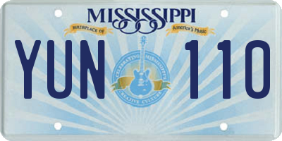 MS license plate YUN110