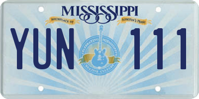 MS license plate YUN111