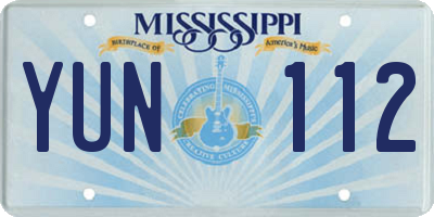 MS license plate YUN112