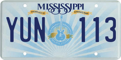 MS license plate YUN113