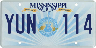 MS license plate YUN114