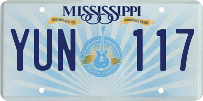 MS license plate YUN117