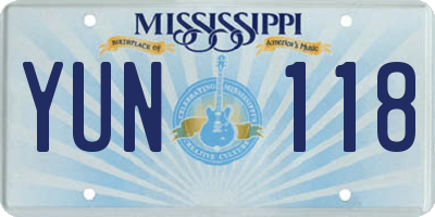 MS license plate YUN118