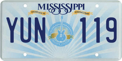 MS license plate YUN119