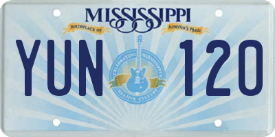 MS license plate YUN120