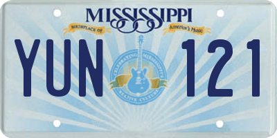MS license plate YUN121