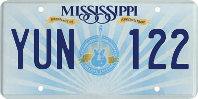 MS license plate YUN122