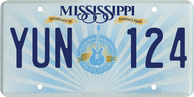 MS license plate YUN124