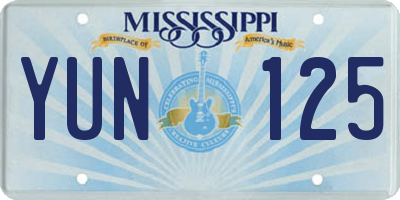 MS license plate YUN125