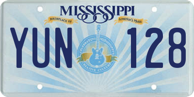 MS license plate YUN128