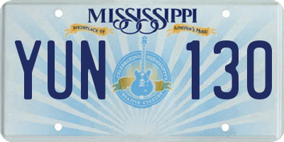 MS license plate YUN130