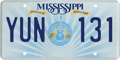 MS license plate YUN131
