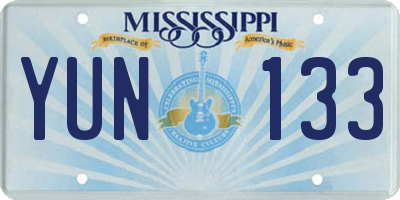 MS license plate YUN133