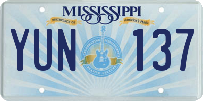 MS license plate YUN137