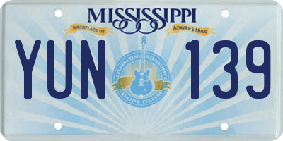 MS license plate YUN139