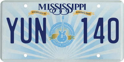 MS license plate YUN140