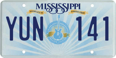 MS license plate YUN141