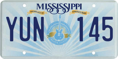 MS license plate YUN145