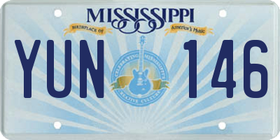 MS license plate YUN146