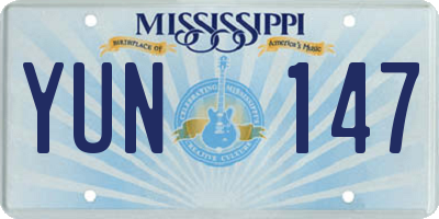 MS license plate YUN147
