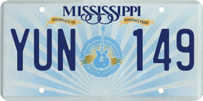 MS license plate YUN149