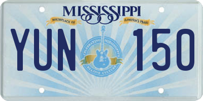 MS license plate YUN150